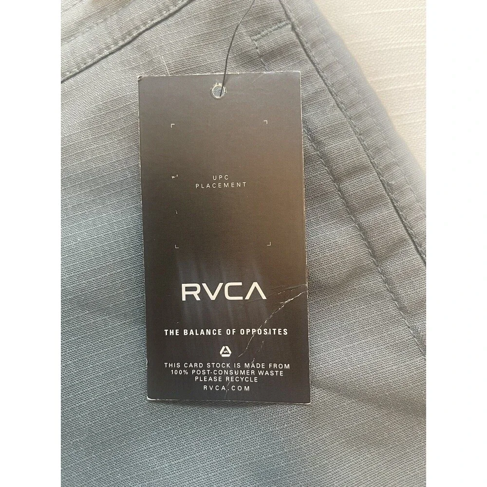 RVCA Hidden Drawstring 17” Cotton Polyester Blend Shorts In Dark Gray Sz 29 New